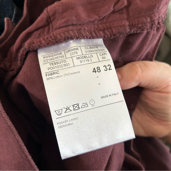 NWT Men’s Canali Slim Fit Stretch Jeans Burgundy - Picture 5 of 7